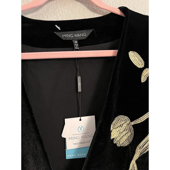 NWT Ming Wang Black Gold Embroidery Velvet Jacket 2X - Picture 2 of 9